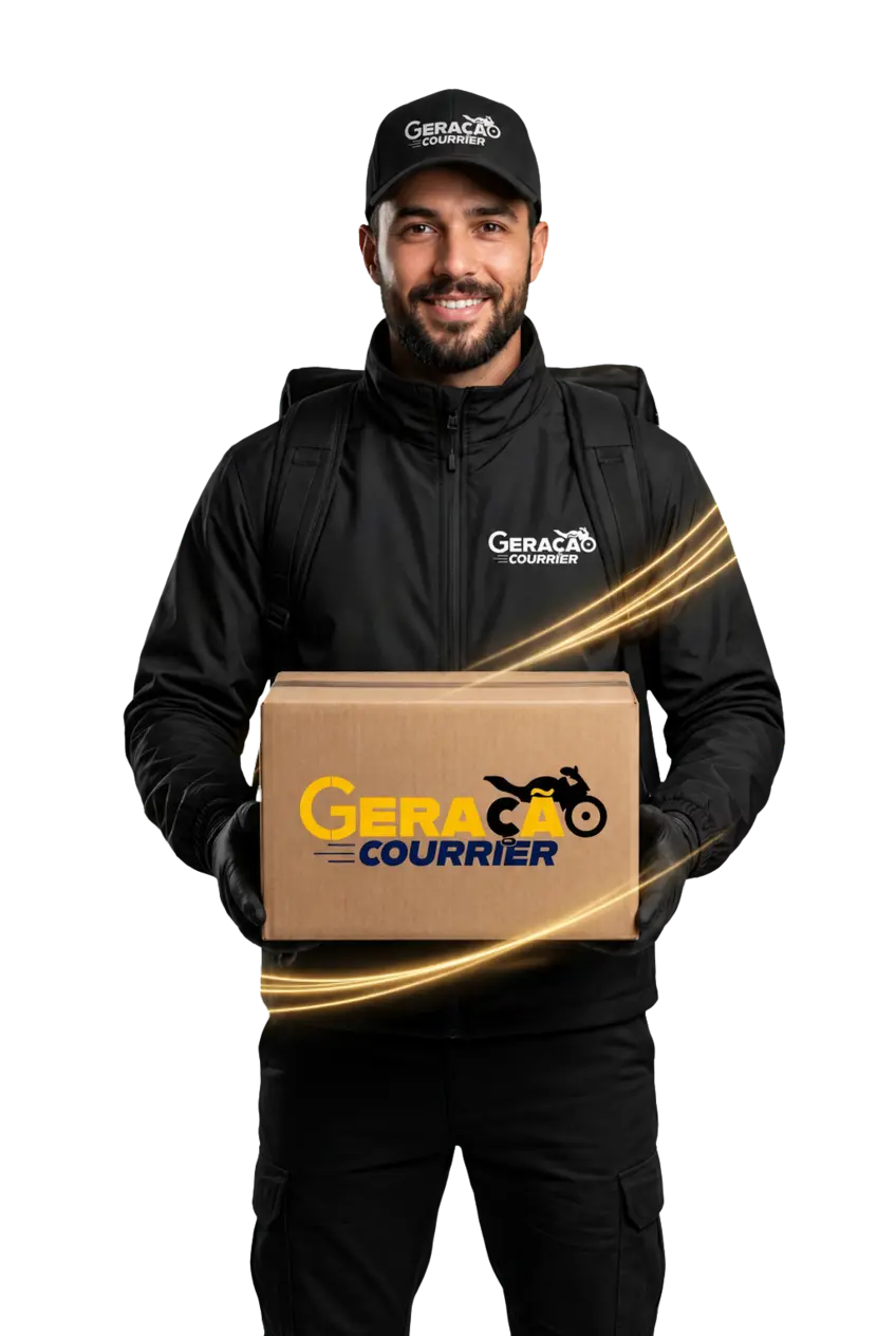 Entregador da Geração Courrier com encomenda